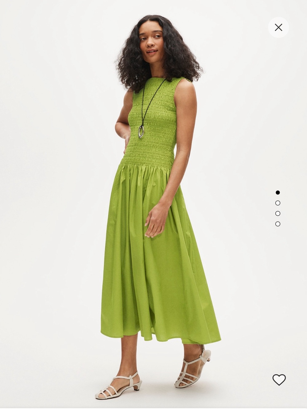 J. Crew Smocked Midi Dress-Skirt in Bright Lime